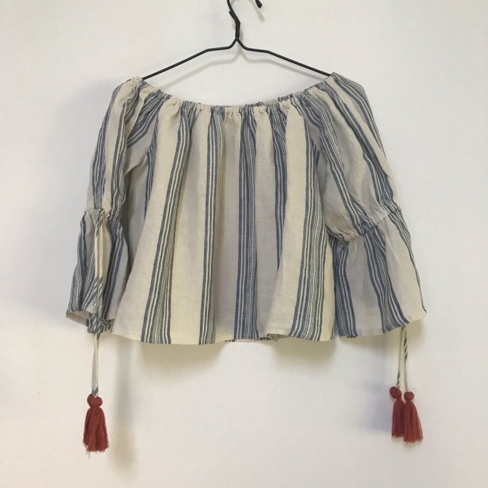 Tularosa Revolve Alexa Off Shoulder Linen Cropped Top S
